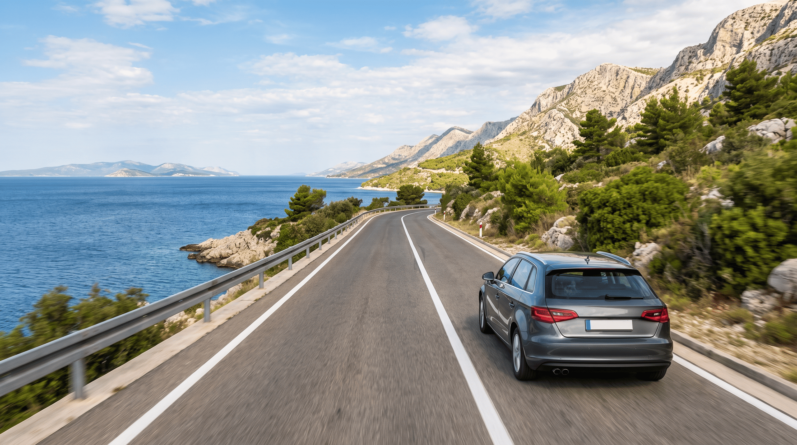 Automobil na cesti uz jadransku obalu